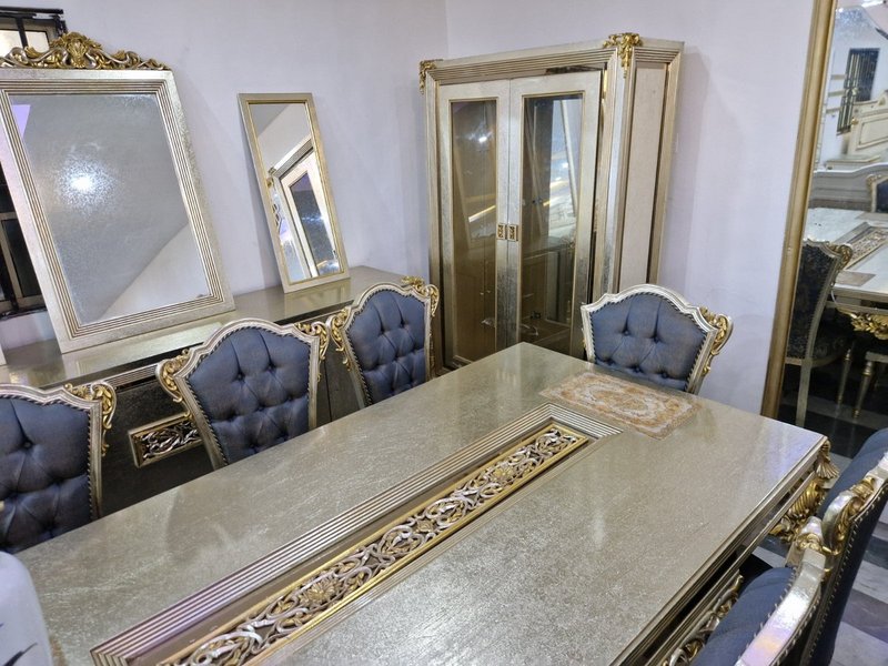 Luxury Turkish Royal Champagne Gold Living Room & Dining Suite - Image 5