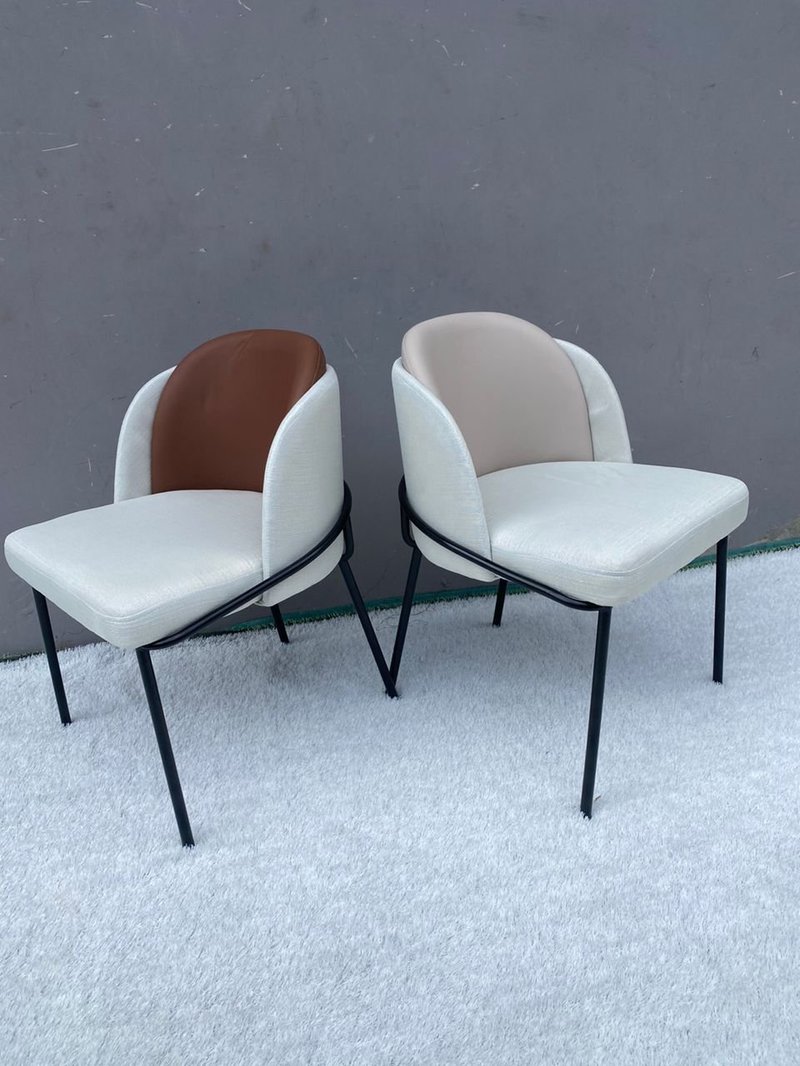 Modern Dual-Tone Fabric & Leatherette Dining Accent Chair - Image 1