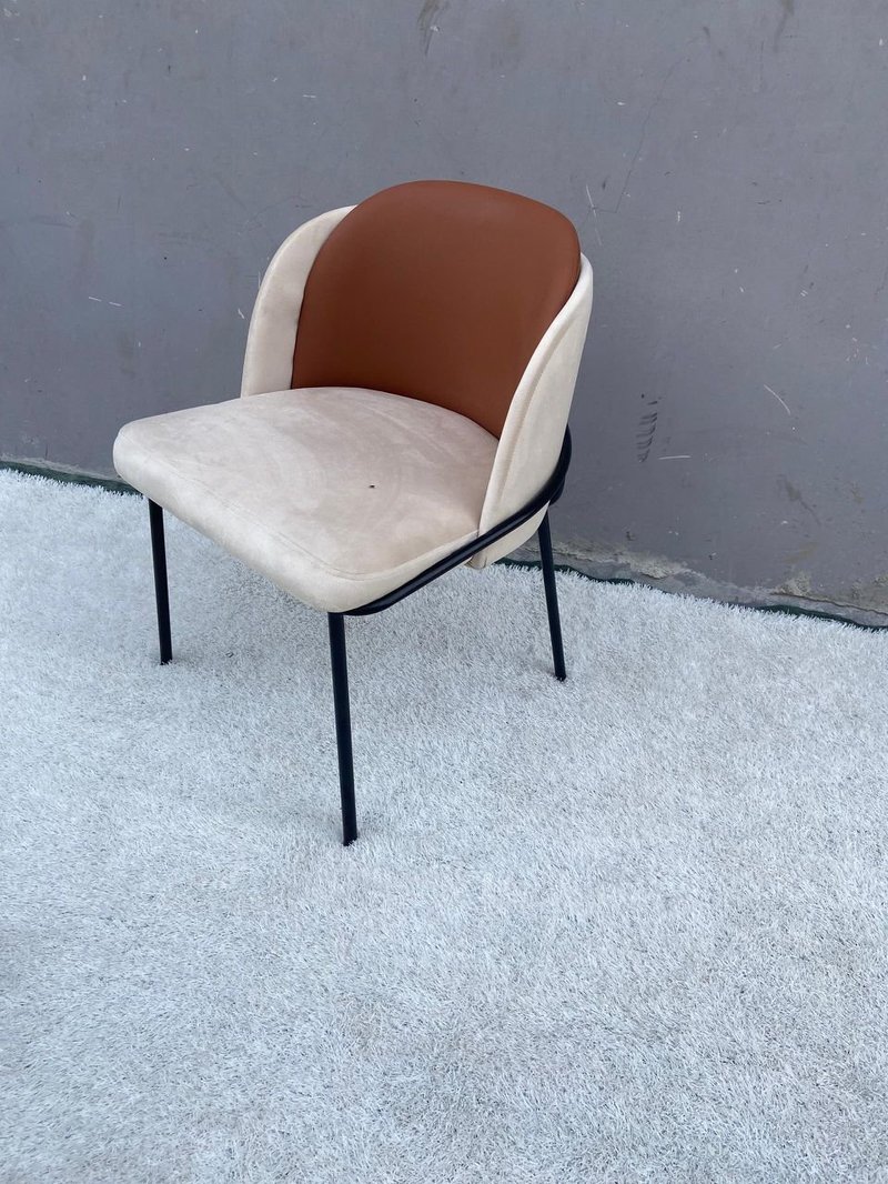 Modern Dual-Tone Fabric & Leatherette Dining Accent Chair - Image 3