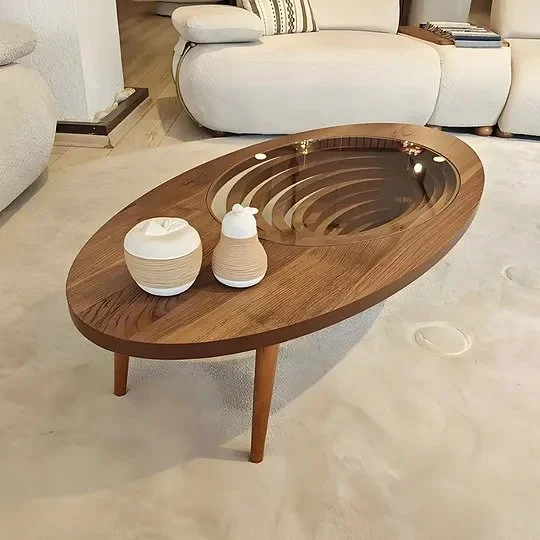 Wooden oval center table - Image 3