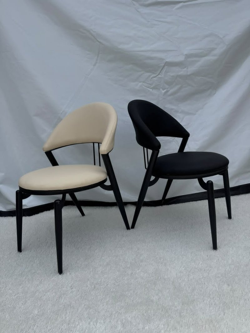 Modern Curved Leatherette Dining Armchair with Open-Back Metal Frame - Image 6