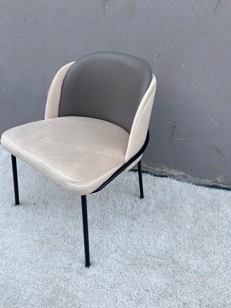 Modern Dual-Tone Fabric & Leatherette Dining Accent Chair - Image 6