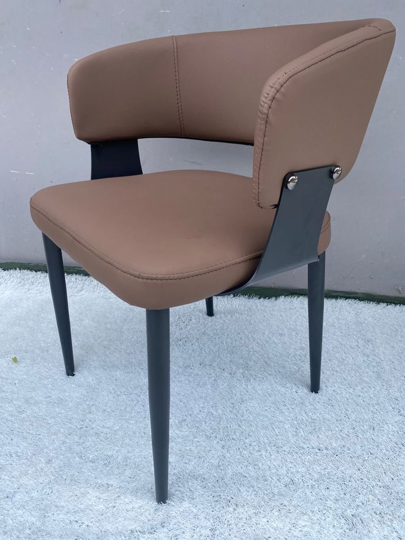 Modern Ergonomic Curved Leatherette Dining Chair with Accent Bracket Back - Image 3