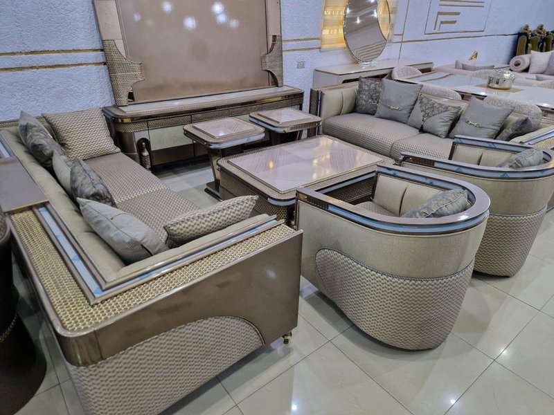 Contemporary Bronze & Champagne Grand Home Furniture Suite (Living, Dining & Media Collection) - Image 1