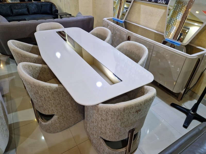 Luxury Modern Beige Velvet Sofa Set with Rose Gold Trim & Accent Coffee Table - Image 6