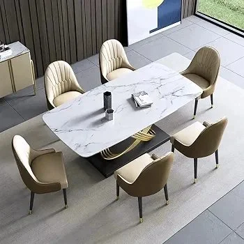 Contemporary Sleek 6-Seater Dining Table and Chair Set for Modern Interiors - Image 4