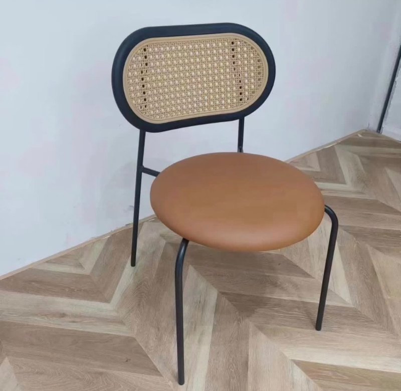 Modern Woven Cane Backrest Dining Chair with Padded Cushion - Image 5