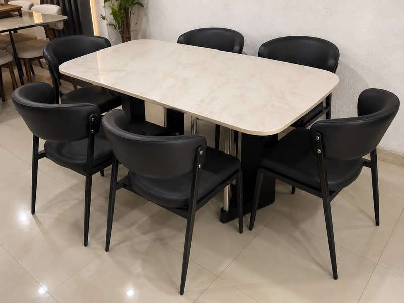 Luxe Marble-Top 6-Seater Dining Set