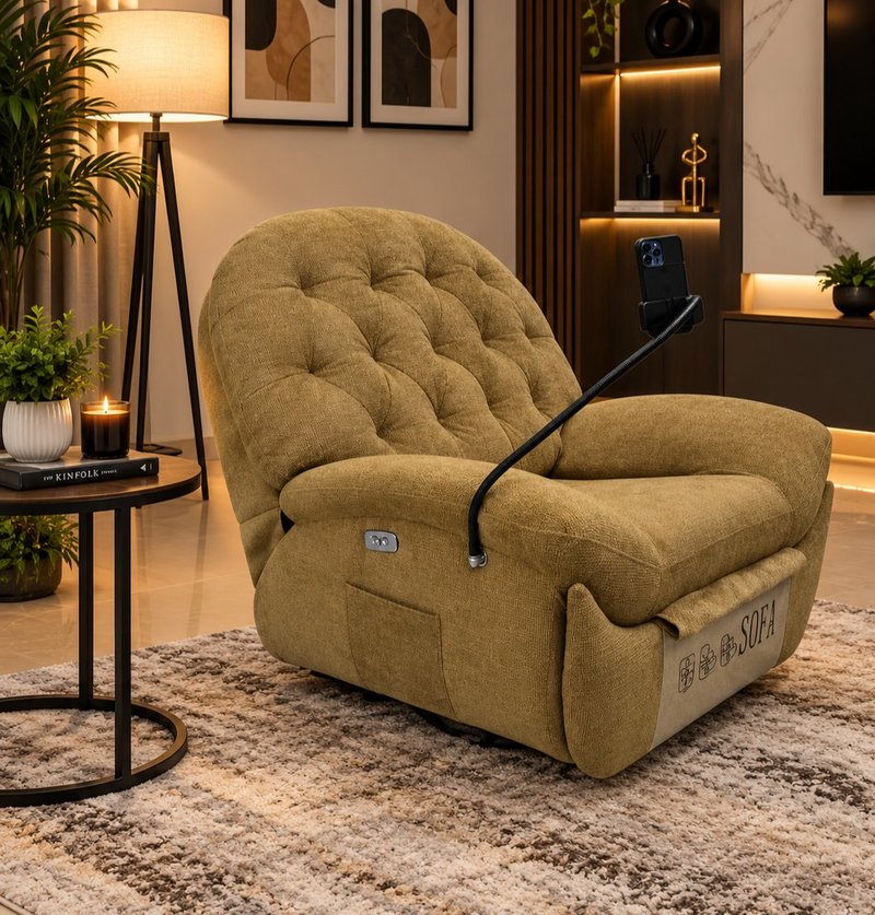 Modern Tufted Power Recliner Accent Chair with Flexible Phone Holder Mount