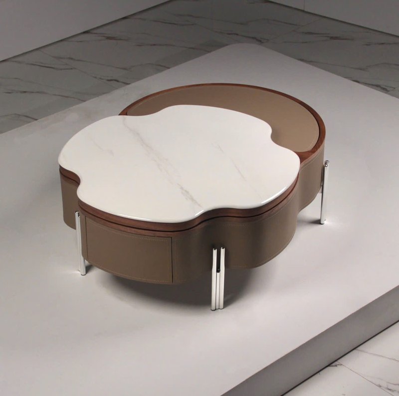Modern Organic Cloud-Shaped Lift-Top Coffee Table with Hidden Storage