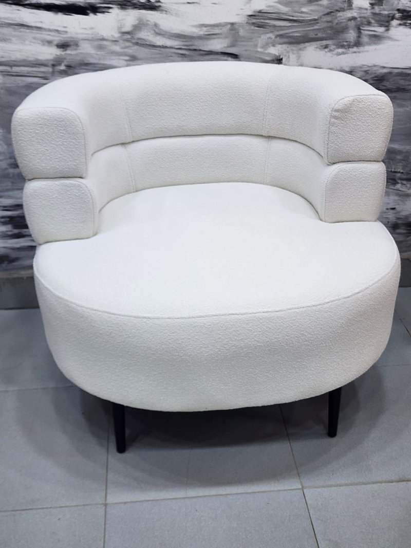 Luxury Foreign Curved Bouclé Armchair