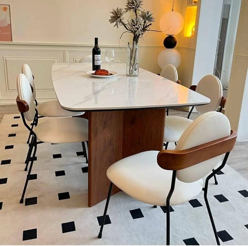 Modern Nordic Oval Sintered Stone Dining Set with 6 Chairs