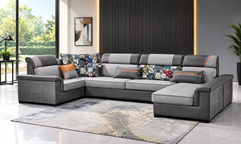 Urban Luxury U-Shaped Sectional Sofa with Chaise Lounge