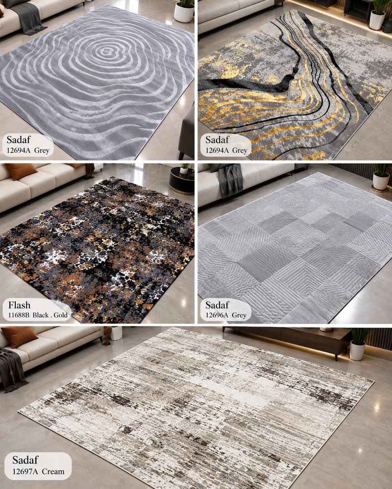 Turkish Modern Abstract & Fluid Line Designer Area Rug Collection (7by10)