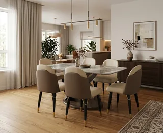 LuxeMarble Curve Dining Set