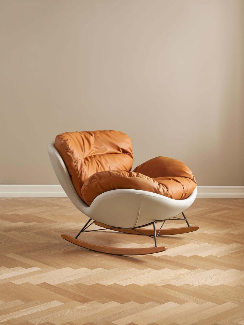 Modern Ergonomic Leatherette Rocking Lounge Chair