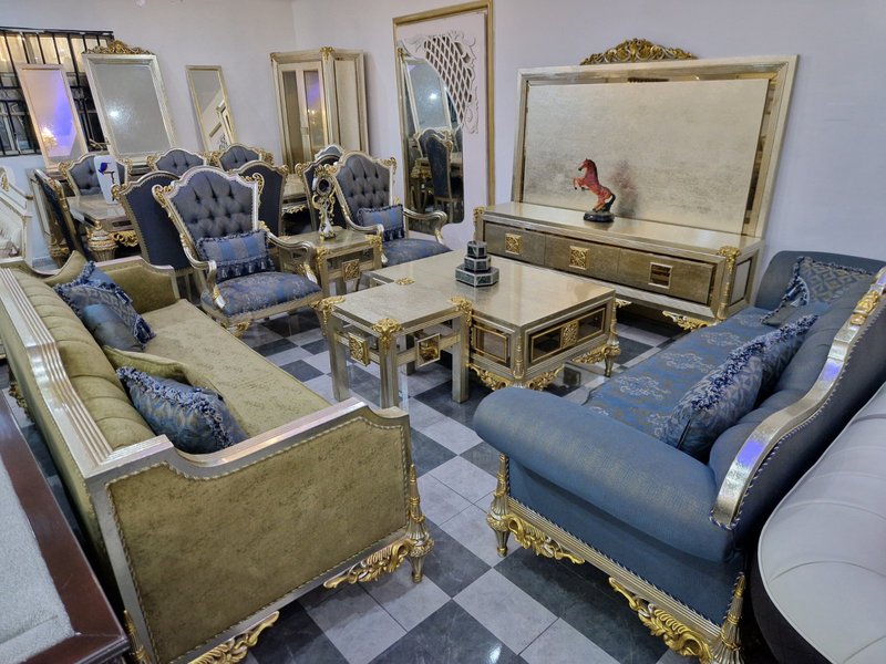 Luxury Turkish Royal Champagne Gold Living Room & Dining Suite