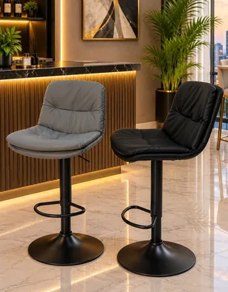 Modern Adjustable Leatherette Swivel Bar Stool