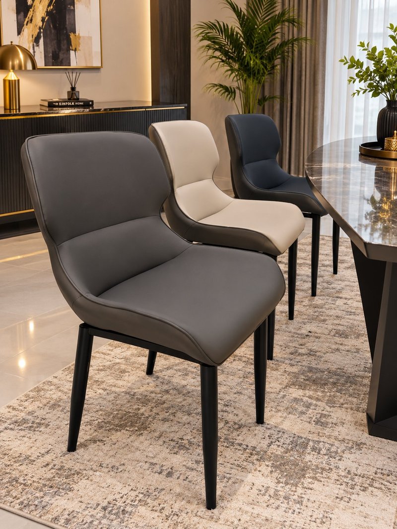 Modern Ergonomic Curved Leatherette Dining Chair